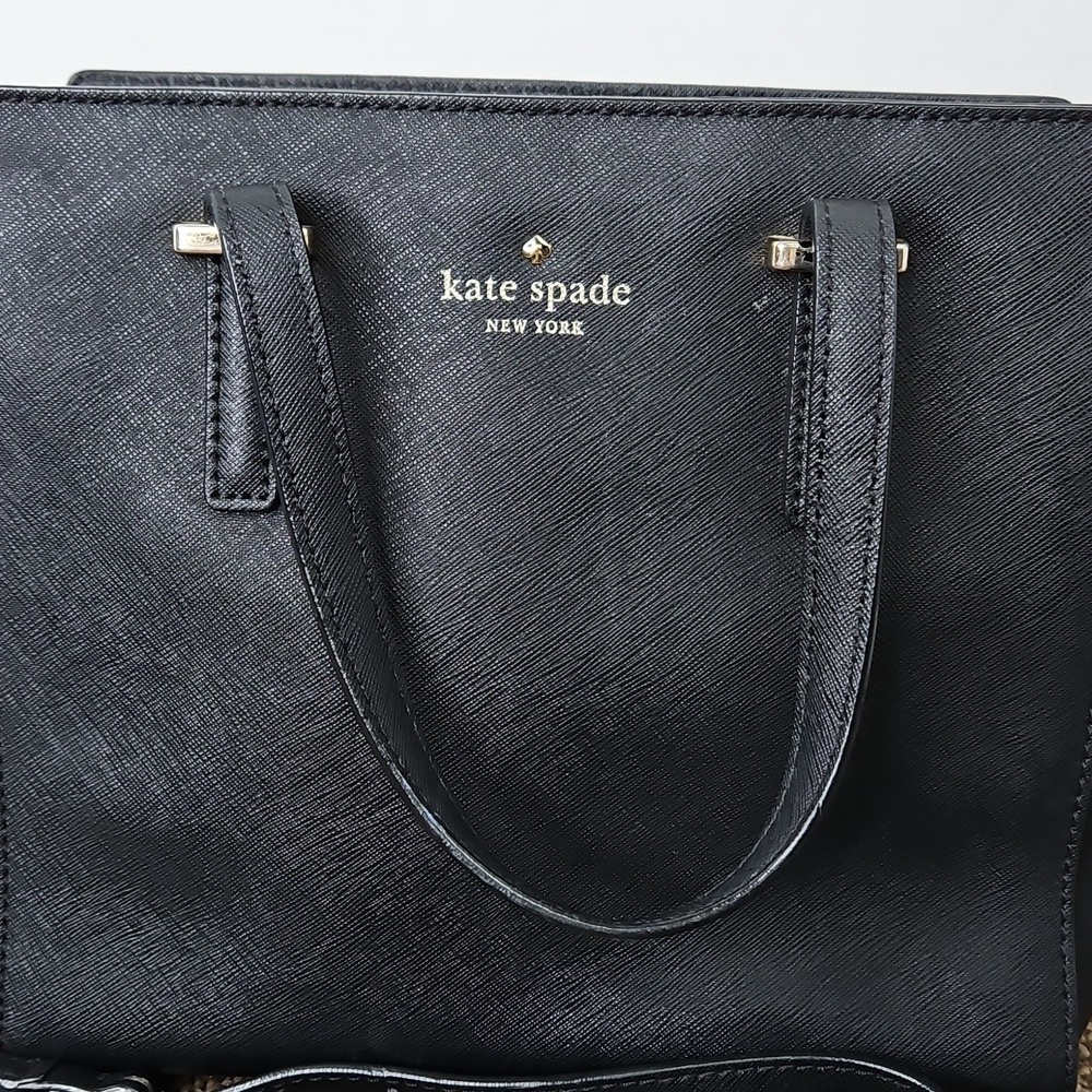 Kate Spade Hayden Black Peddle Leather Bag 2 Way Bag 9x9 - Picture 2 of 11